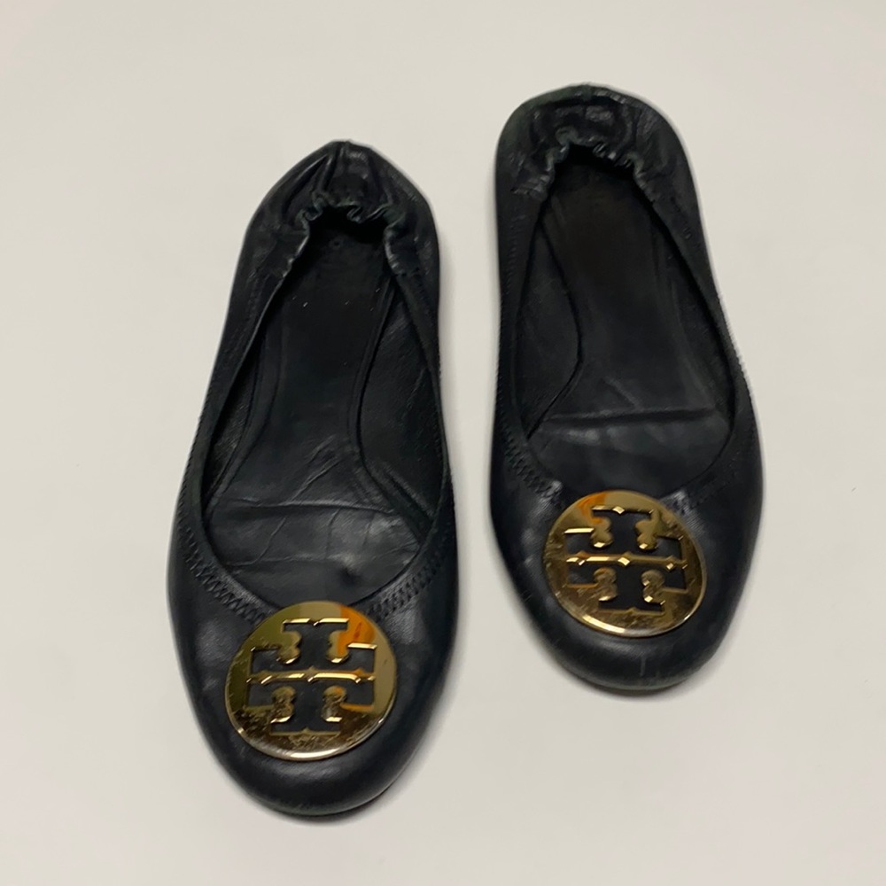 Tory Burch Black Leather Ballet Flats